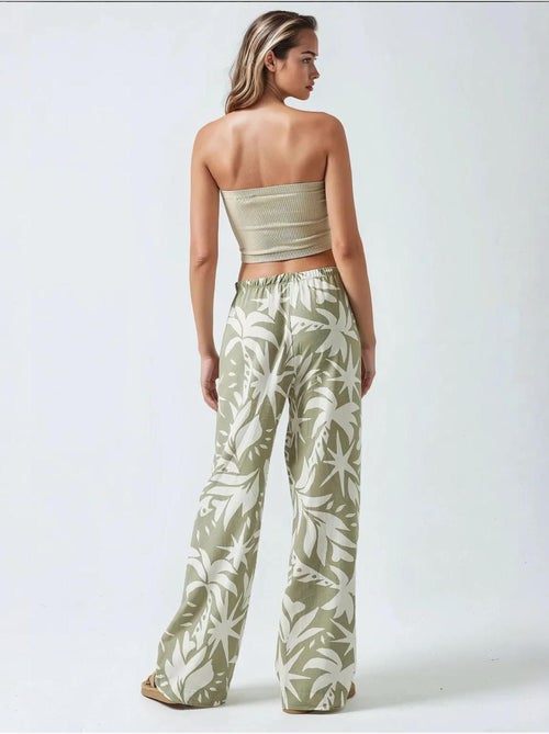 Pantalones rectos con estampado floral hiccup - Kiabi Pantalones rectos con estampado floral hiccup - Kiabi