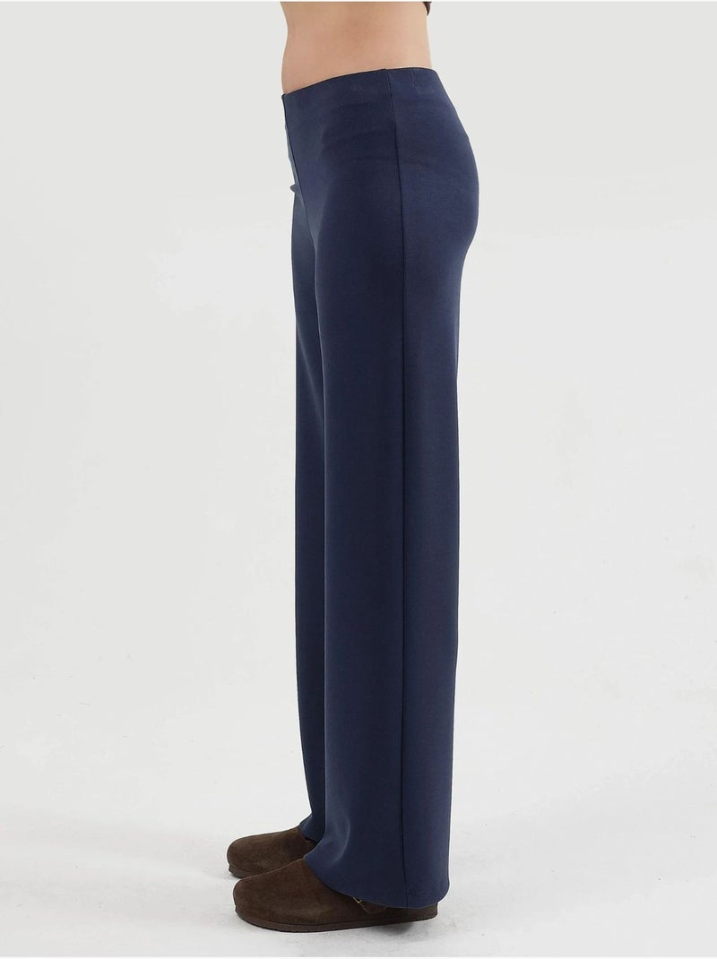 Pantalones rectos de cintura alta busem Azul marino - Kiabi