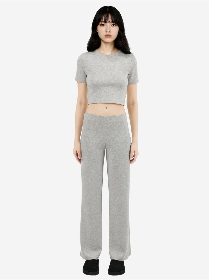 Pantalones rectos de cintura alta busem Gris claro - Kiabi