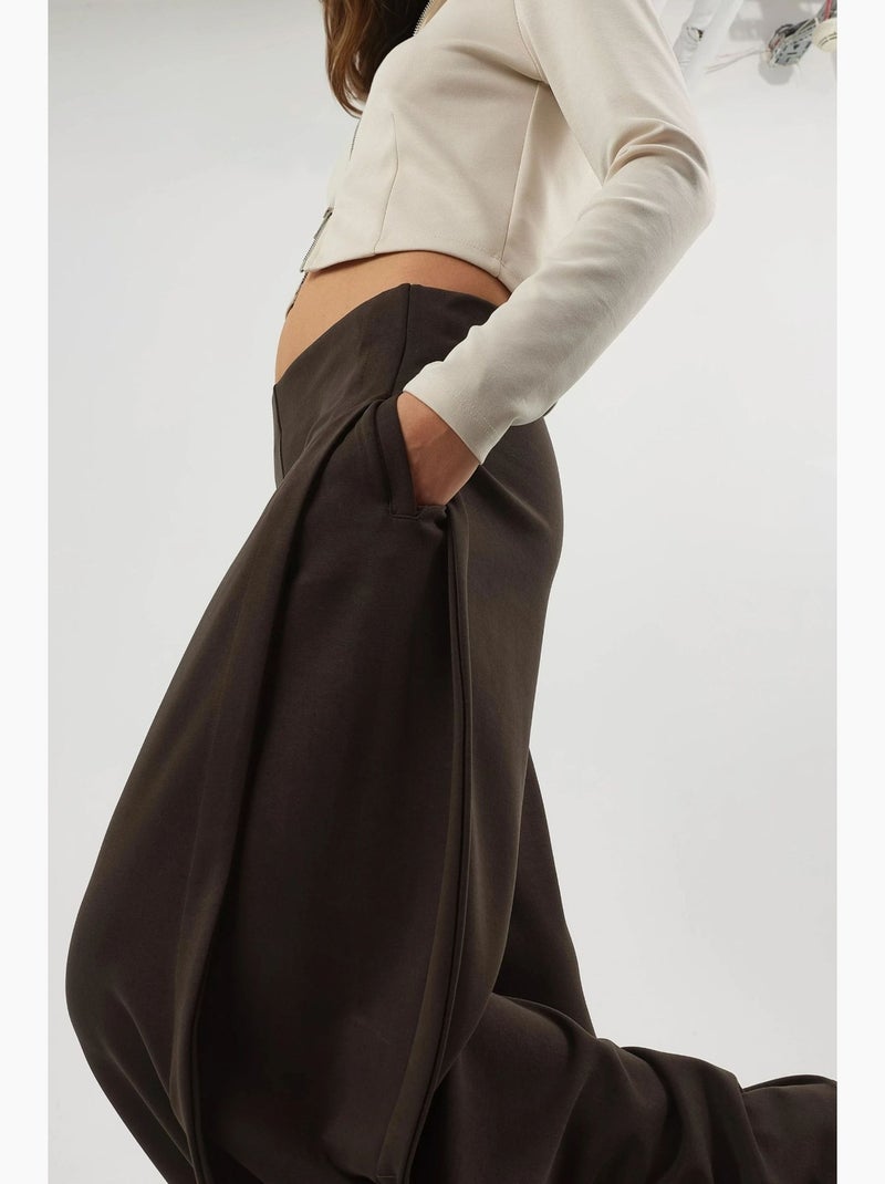 Pantalones rectos de cintura alta busem Marrón oscuro - Kiabi