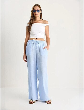 Pantalones rectos de cintura alta con cordón ajustable lucci