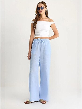 Pantalones rectos de cintura alta con cordón ajustable lucci