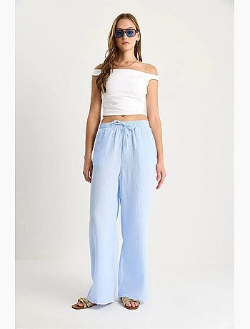 Pantalones rectos de cintura alta con cordón ajustable lucci