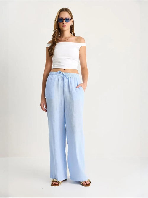 Pantalones rectos de cintura alta con cordón ajustable lucci - Kiabi