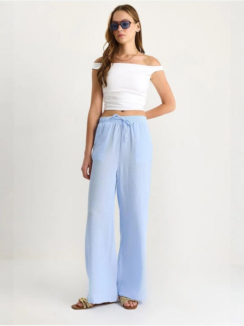 Pantalones rectos de cintura alta con cordón ajustable lucci - Kiabi