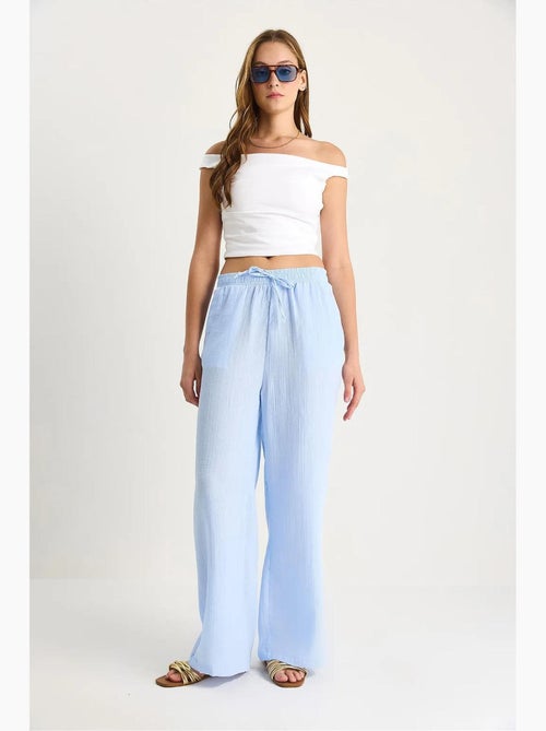 Pantalones rectos de cintura alta con cordón ajustable lucci - Kiabi