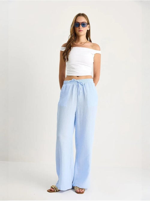 Pantalones rectos de cintura alta con cordón ajustable lucci - Kiabi