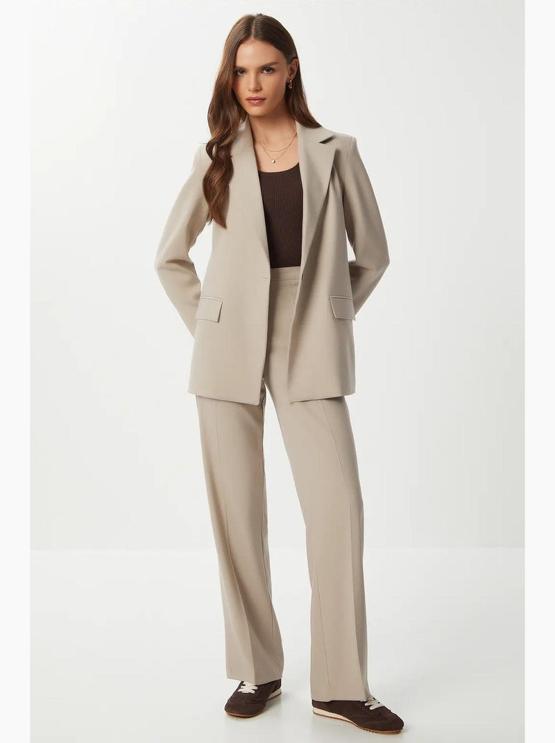 Pantalones rectos de cintura alta estambul istanbul Beige arcilla - Kiabi