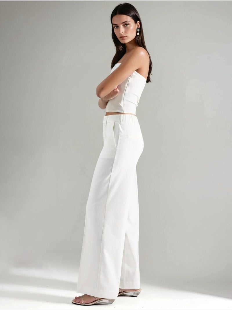 Pantalones rectos de cintura alta hiccup Blanco roto - Kiabi