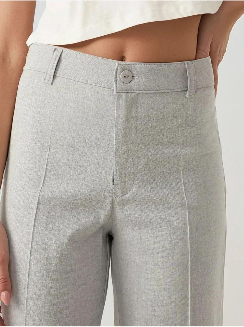Pantalones rectos de cintura alta hiccup Gris claro - Kiabi