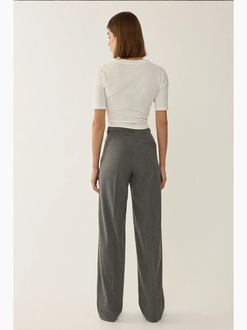 Pantalones rectos de cintura alta hiccup Gris - Kiabi