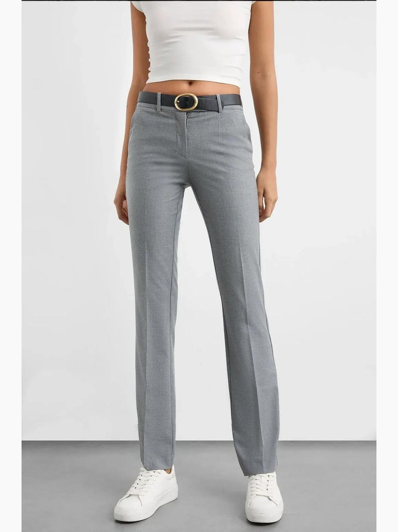 Pantalones rectos de cintura alta hiccup Gris - Kiabi