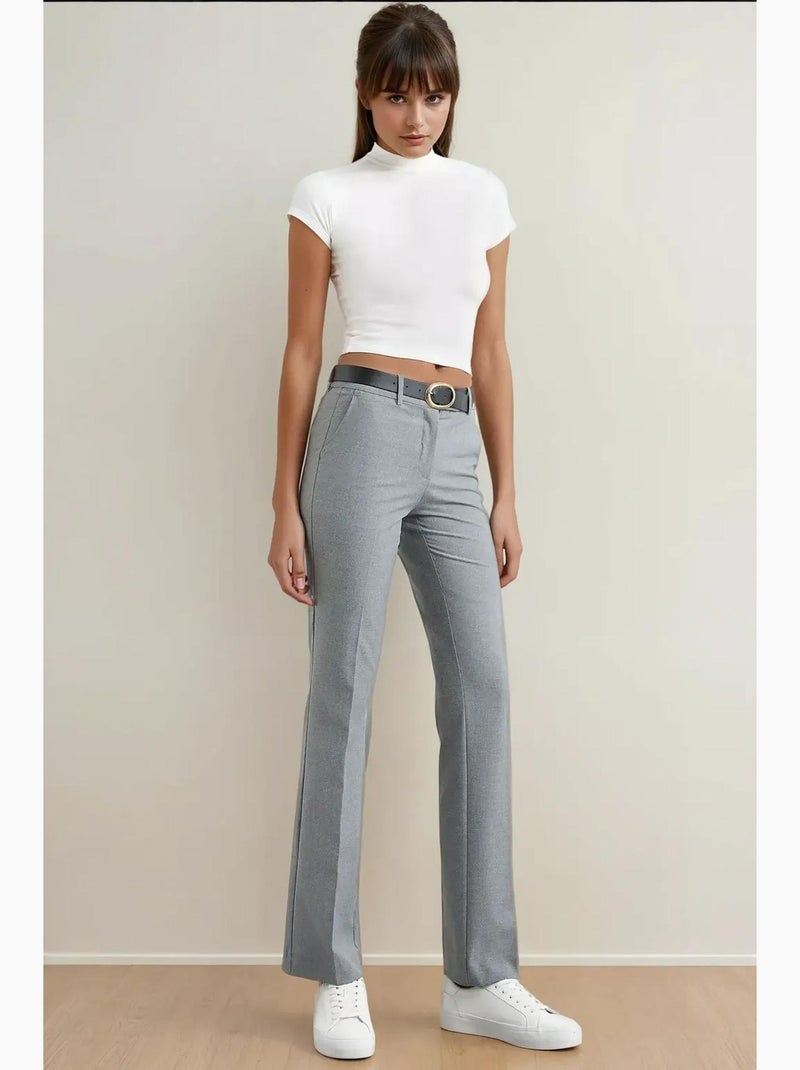 Pantalones rectos de cintura alta hiccup Gris - Kiabi