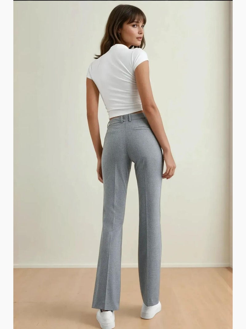 Pantalones rectos de cintura alta hiccup Gris - Kiabi