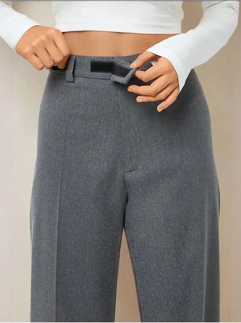 Pantalones rectos de cintura alta hiccup Gris - Kiabi