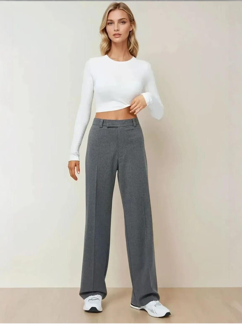 Pantalones rectos de cintura alta hiccup Gris - Kiabi