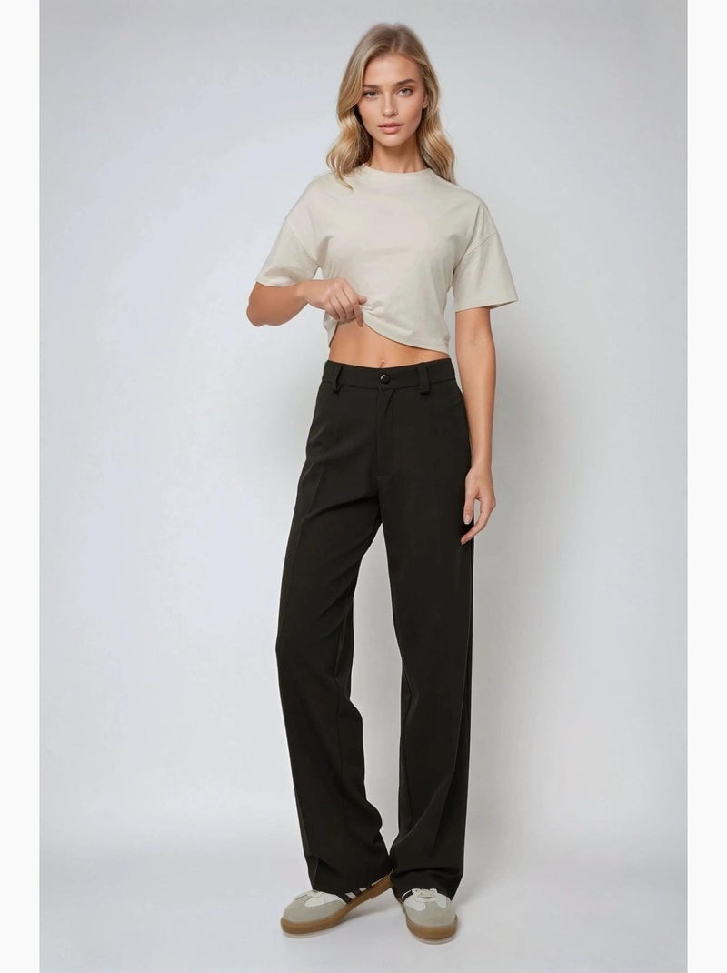 Pantalones rectos de cintura alta hiccup Negro - Kiabi