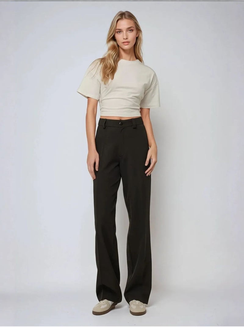 Pantalones rectos de cintura alta hiccup Negro - Kiabi