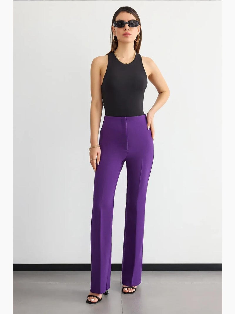 Pantalones rectos de cintura alta hiccup Violeta - Kiabi