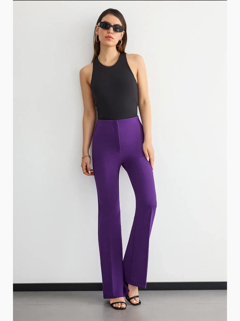 Pantalones rectos de cintura alta hiccup Violeta - Kiabi