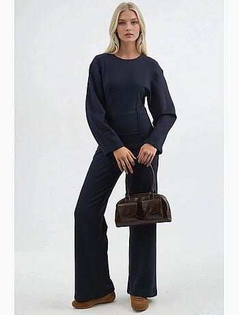 Pantalones rectos de cintura alta y tiro alto busem