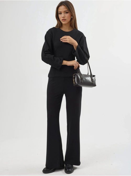 Pantalones rectos de cintura alta y tiro alto busem - Kiabi Pantalones rectos de cintura alta y tiro alto busem - Kiabi