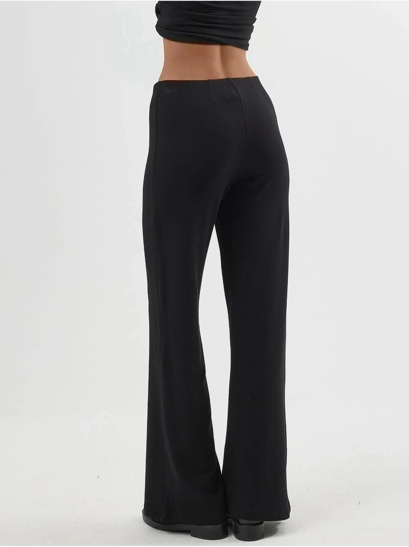 Pantalones rectos de cintura alta y tiro alto busem Negro - Kiabi