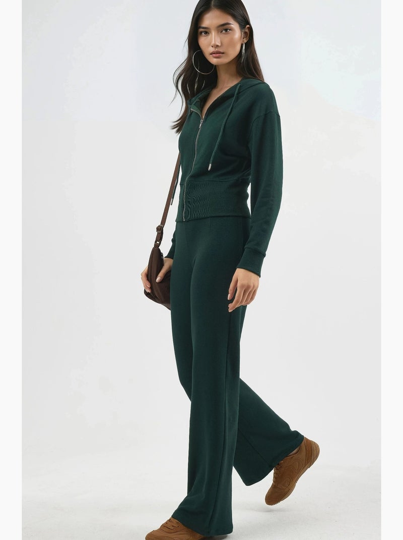 Pantalones rectos de cintura alta y tiro alto busem Verde botella - Kiabi