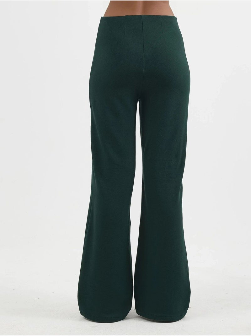 Pantalones rectos de cintura alta y tiro alto busem Verde botella - Kiabi