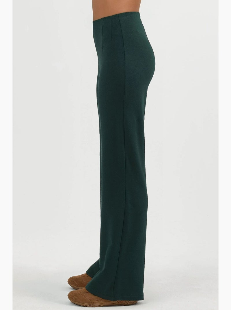Pantalones rectos de cintura alta y tiro alto busem Verde botella - Kiabi