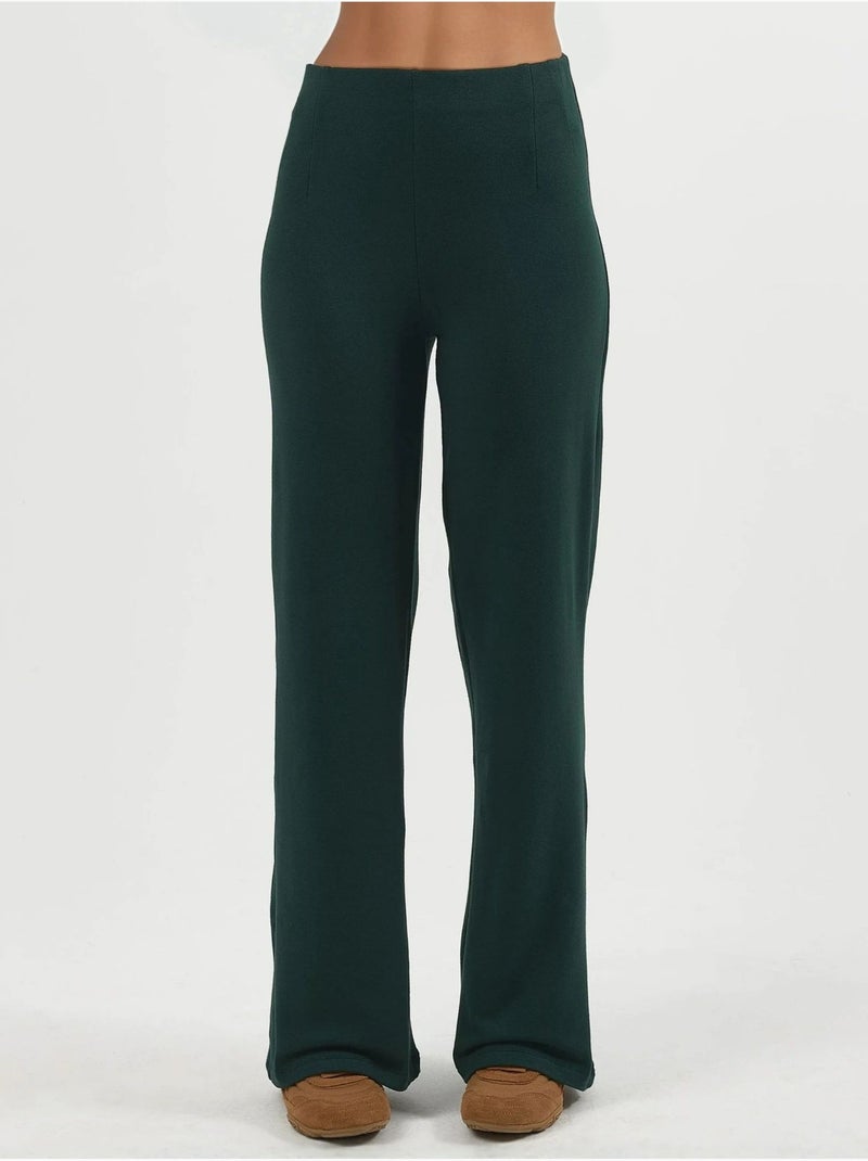 Pantalones rectos de cintura alta y tiro alto busem Verde botella - Kiabi