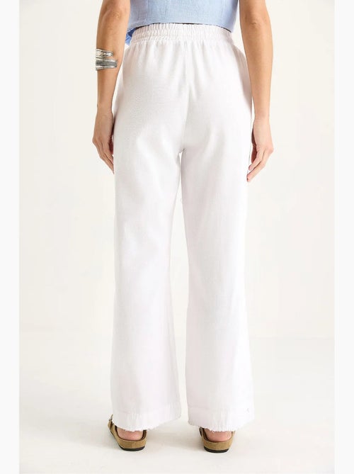 Pantalones rectos de gabardina de cintura alta con detalle de ribete lucci - Kiabi
