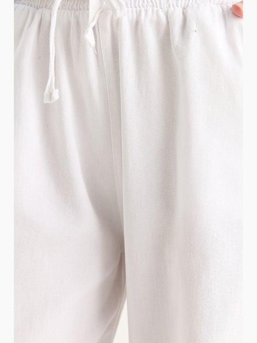 Pantalones rectos de gabardina de cintura alta con detalle de ribete lucci - Kiabi