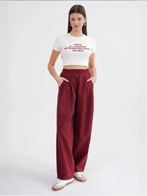 Pantalones rectos de mezcla de lino acanalado con cintura alta mixray - Kiabi Pantalones rectos de mezcla de lino acanalado con cintura alta mixray - Kiabi