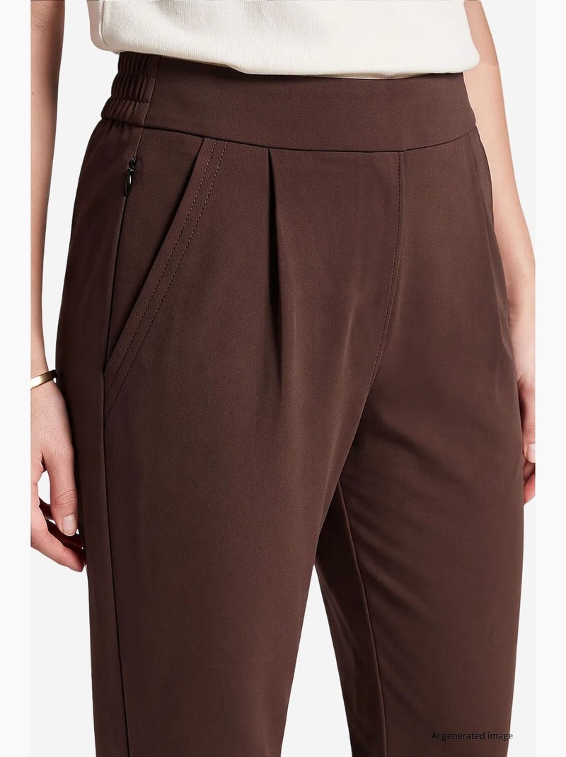 Pantalones rectos de mujer tommy Marrón chocolate - Kiabi