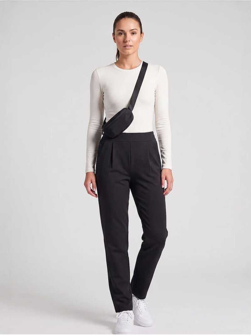 Pantalones rectos de mujer tommy Negro - Kiabi