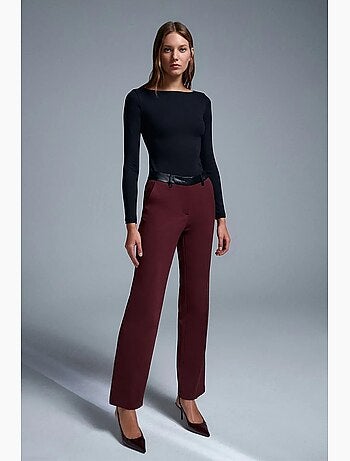 Pantalones rectos de polipiel para mujer dilvin