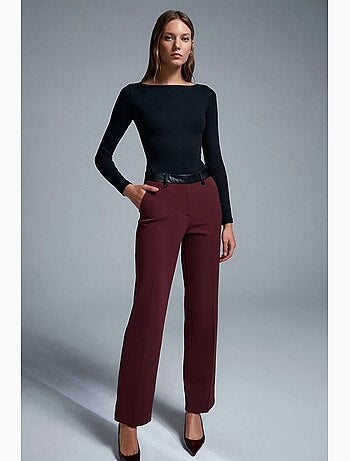 Pantalones rectos de polipiel para mujer dilvin