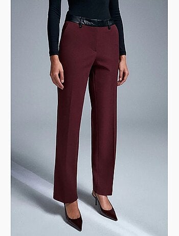 Pantalones rectos de polipiel para mujer dilvin