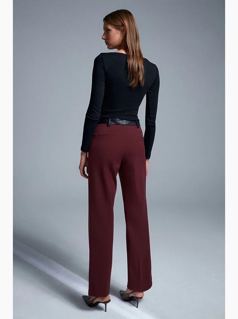 Pantalones rectos de polipiel para mujer dilvin Rojo burdeos - Kiabi