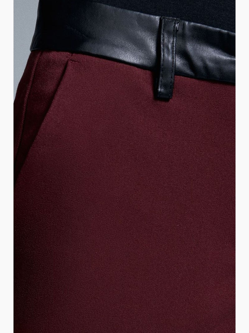 Pantalones rectos de polipiel para mujer dilvin Rojo burdeos - Kiabi