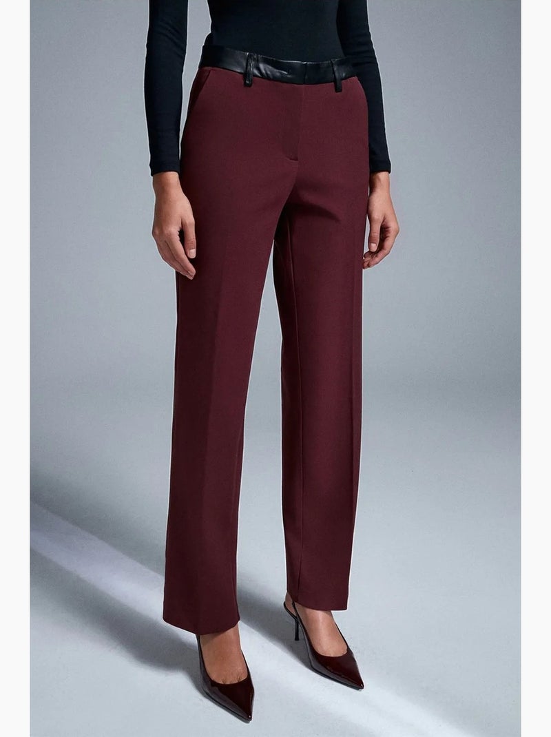 Pantalones rectos de polipiel para mujer dilvin Rojo burdeos - Kiabi