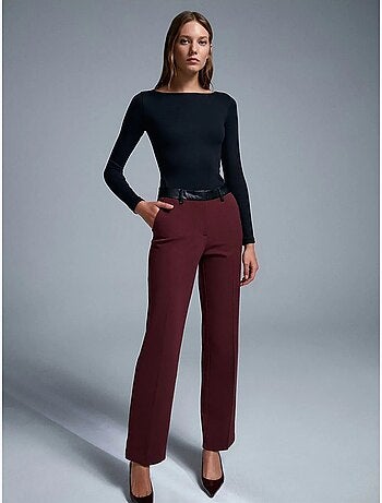 Pantalones rectos de polipiel para mujer