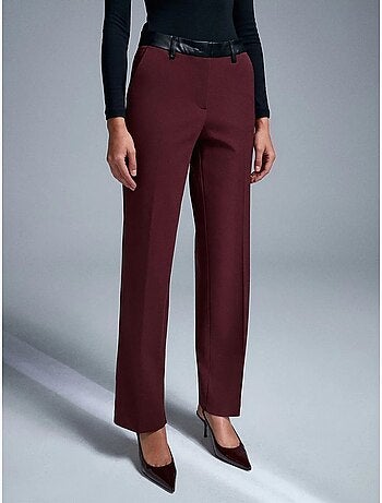 Pantalones rectos de polipiel para mujer