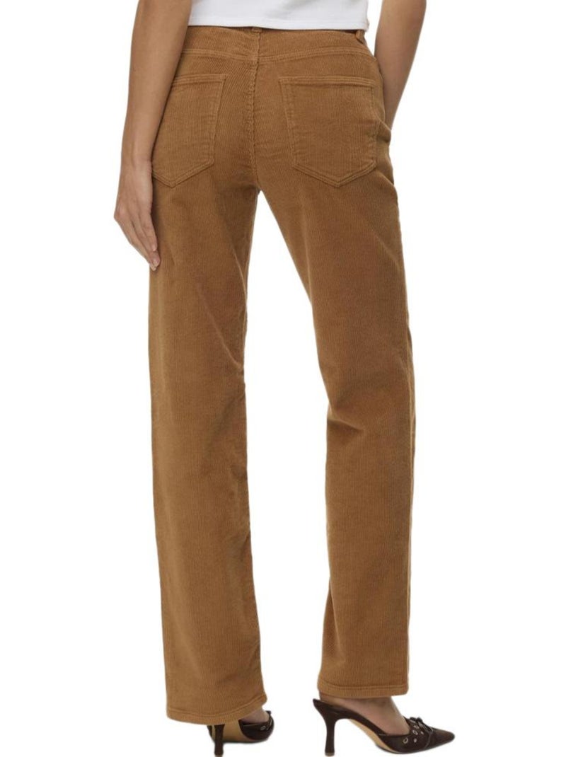 Pantalones rectos de terciopelo vero moda para mujer Marrón capuchino - Kiabi