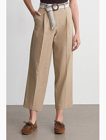 Pantalones rectos plisados con cinturón dilvin