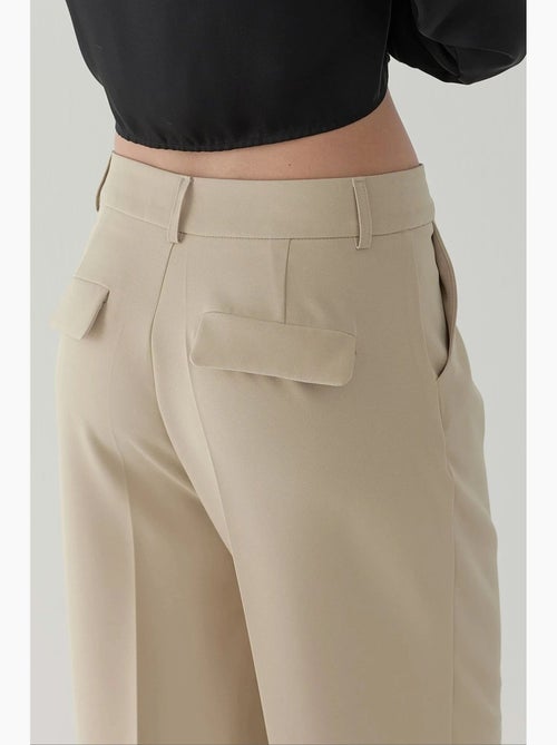 Pantalones rectos plisados de talle alto hiccup - Kiabi