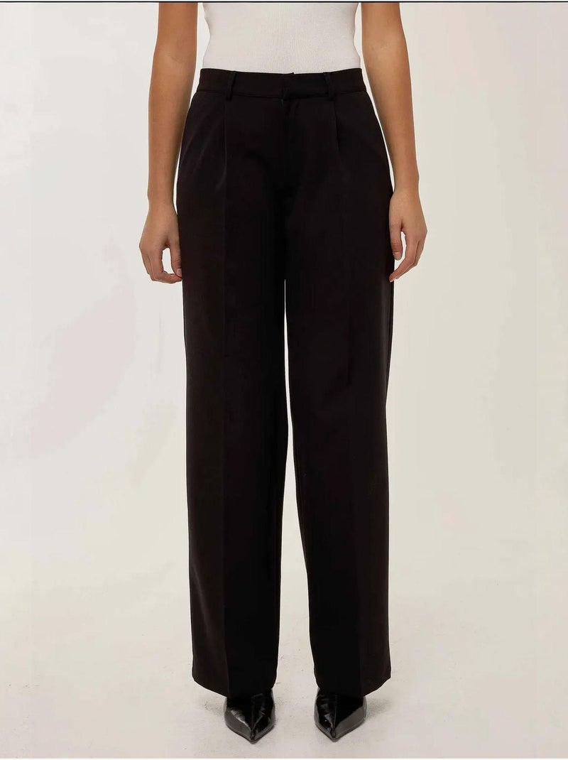 Pantalones rectos plisados Negro - Kiabi