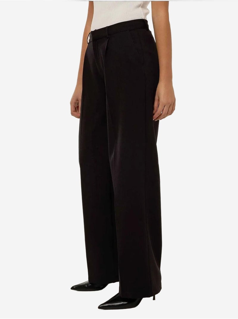 Pantalones rectos plisados Negro - Kiabi