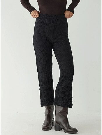 Pantalones rectos texturizados de cintura alta de primera calidad hiccup